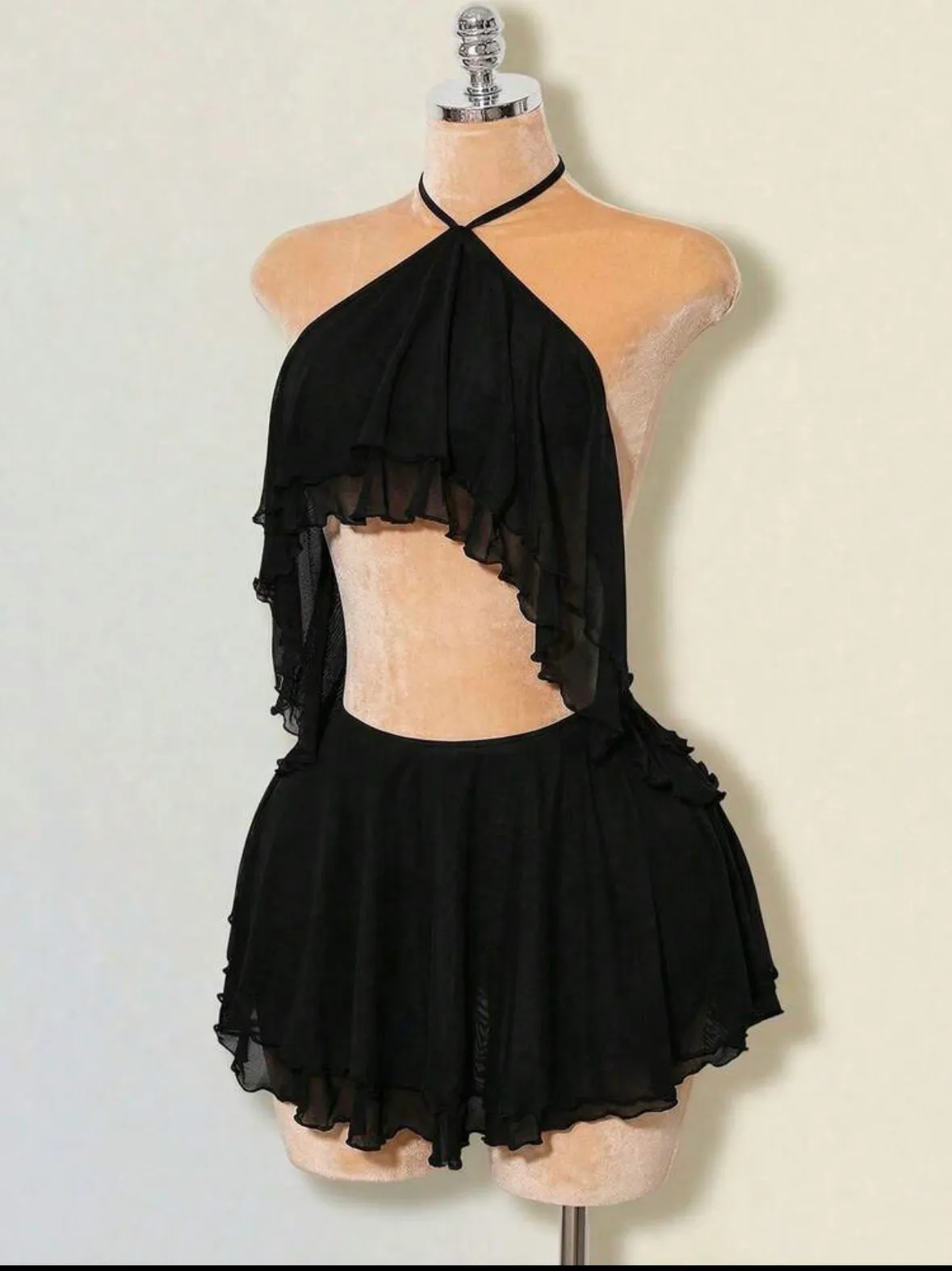 halter ruffle two-piece set