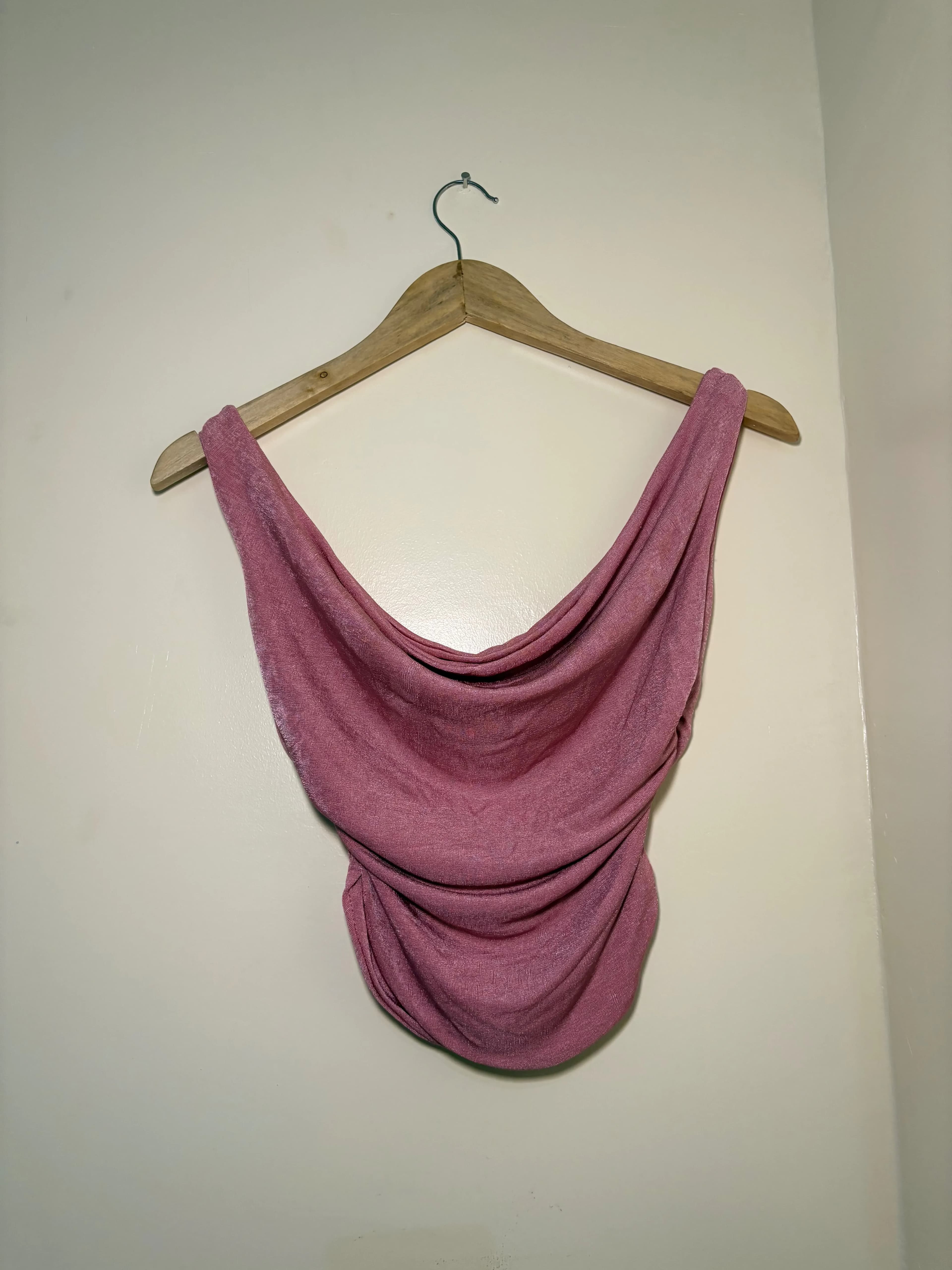 Pink cowl neck top