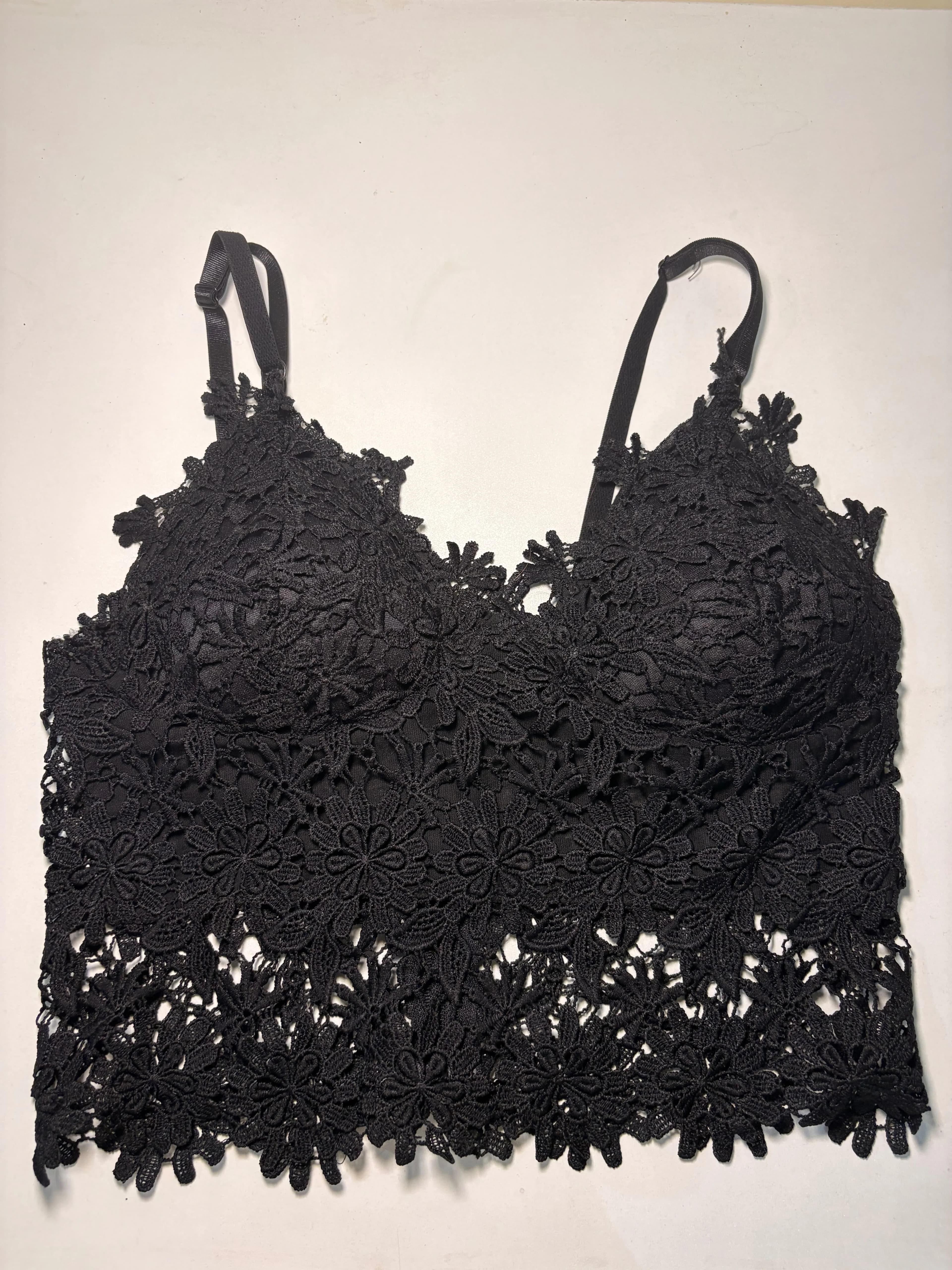 Black floral lace bralette