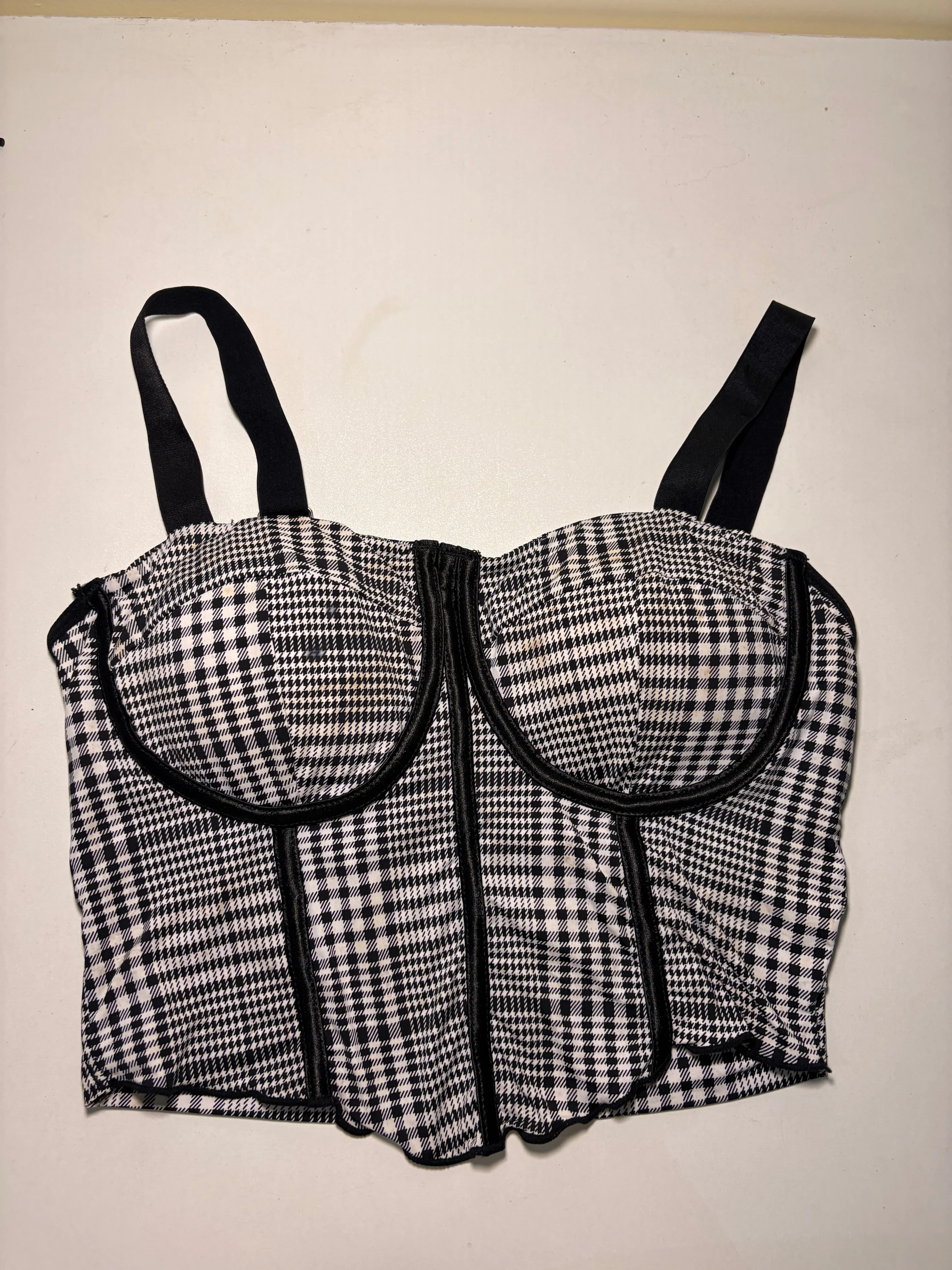 Black and white bustier crop top
