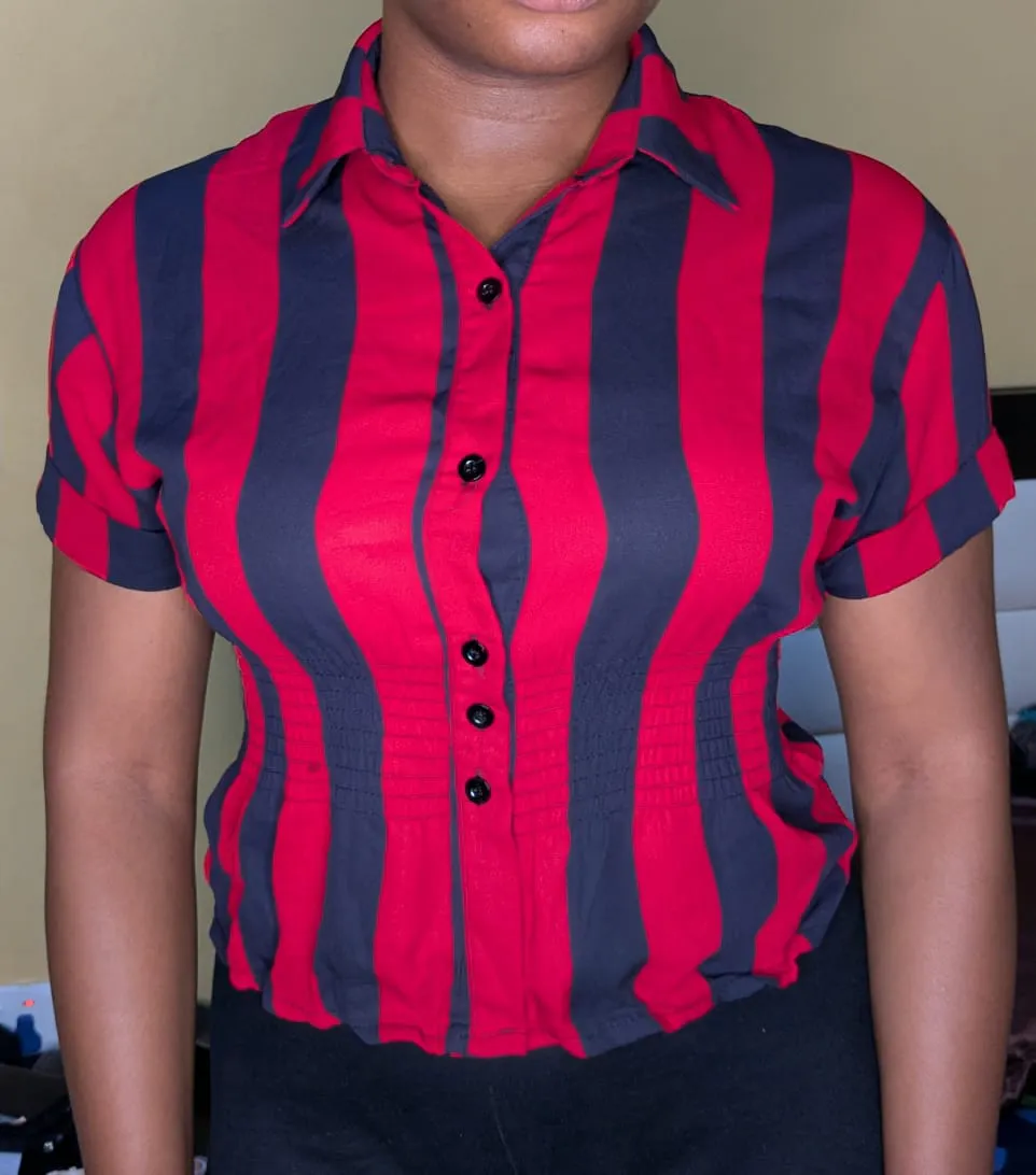 Red and black crop shirt