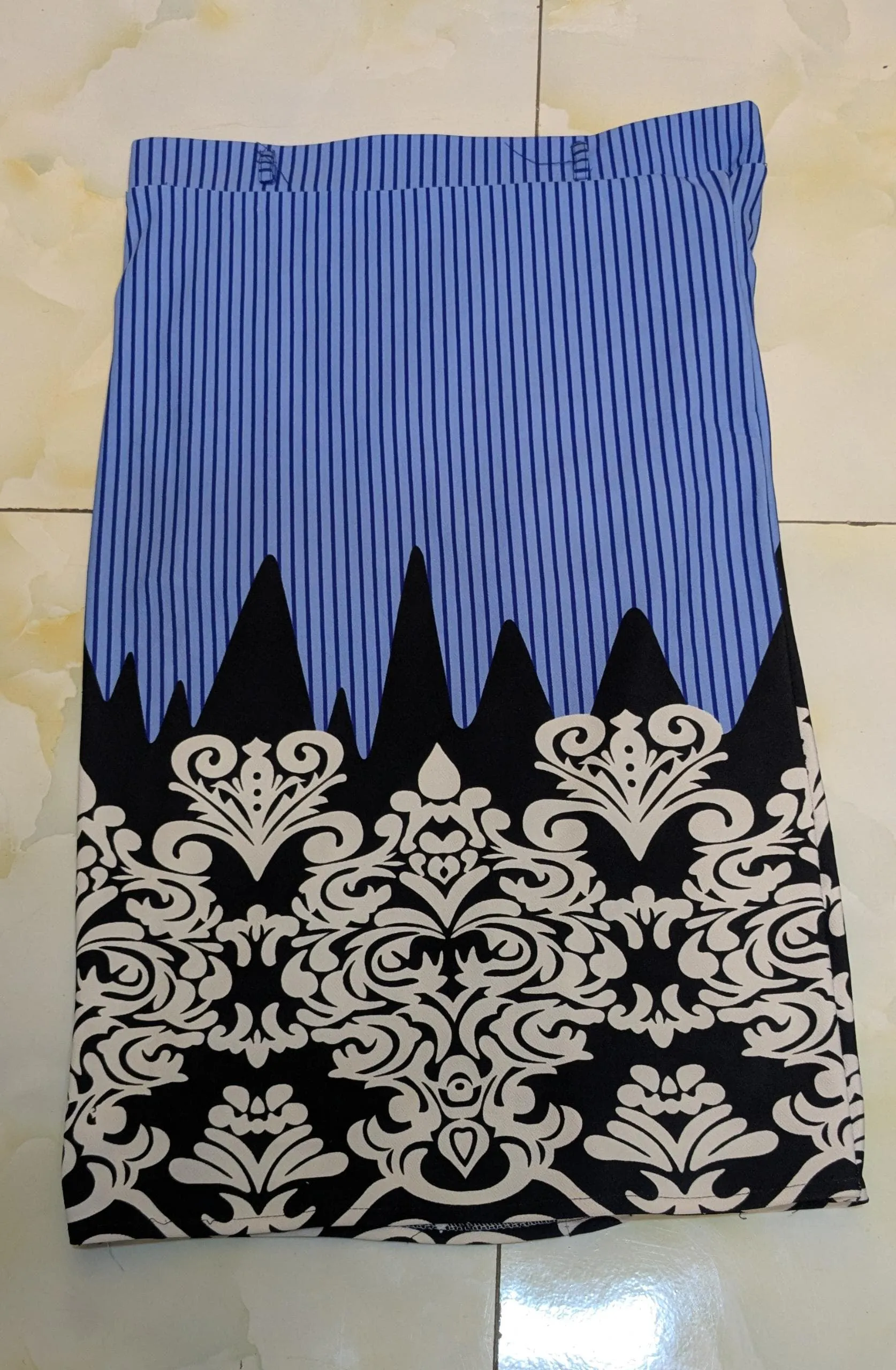 Blue and black striped corporate skirt