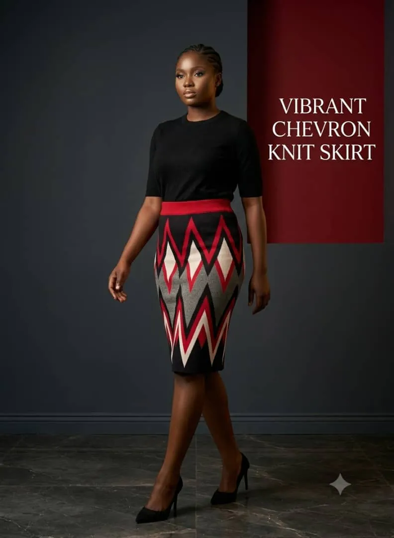 Red and white Knit skirt