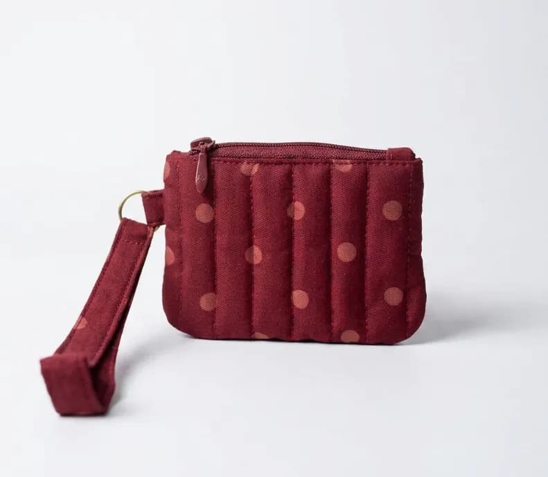 Cherry Dots Quilted Wristlet in Mini