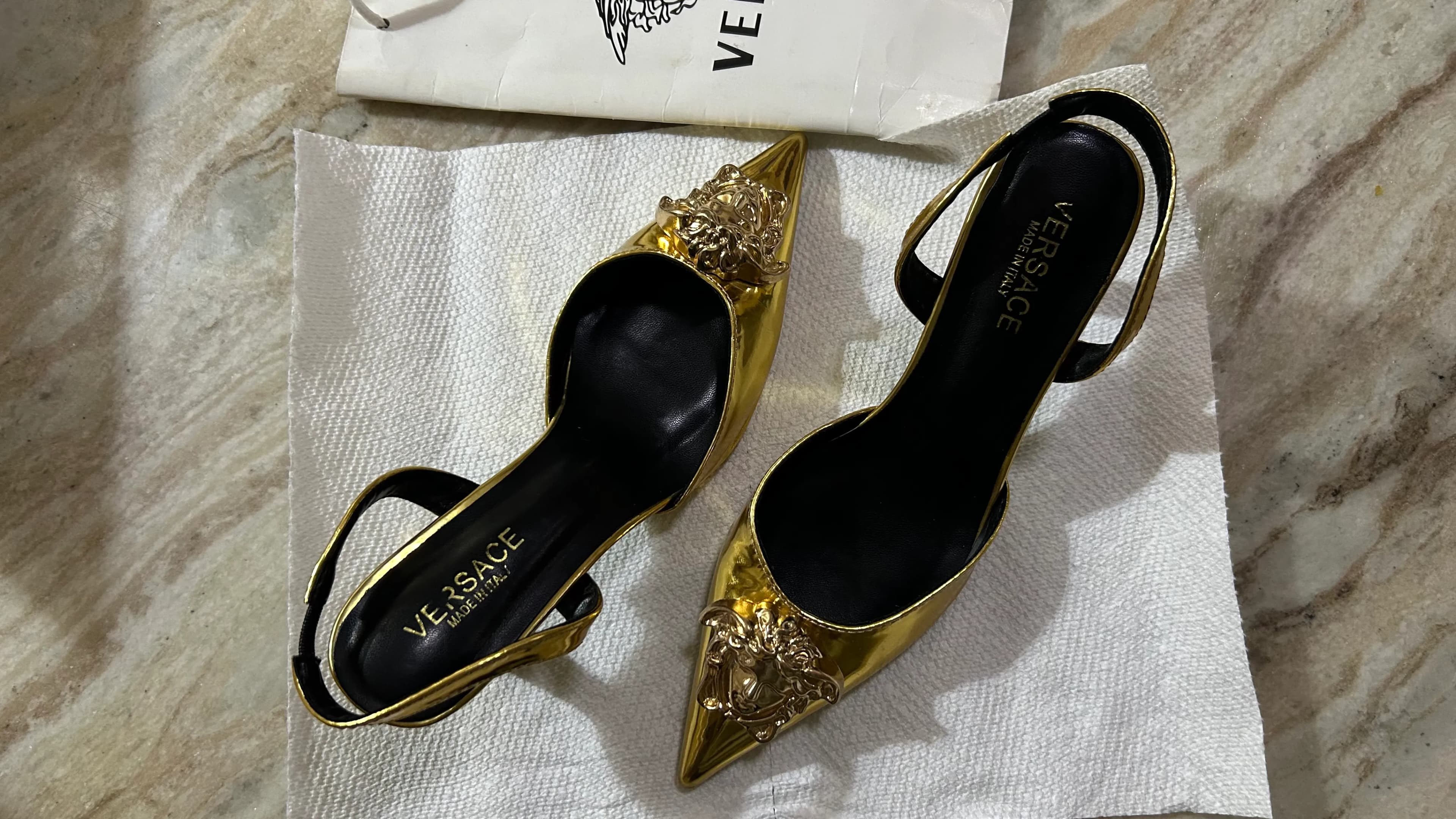 Versace Medusa Gold heels