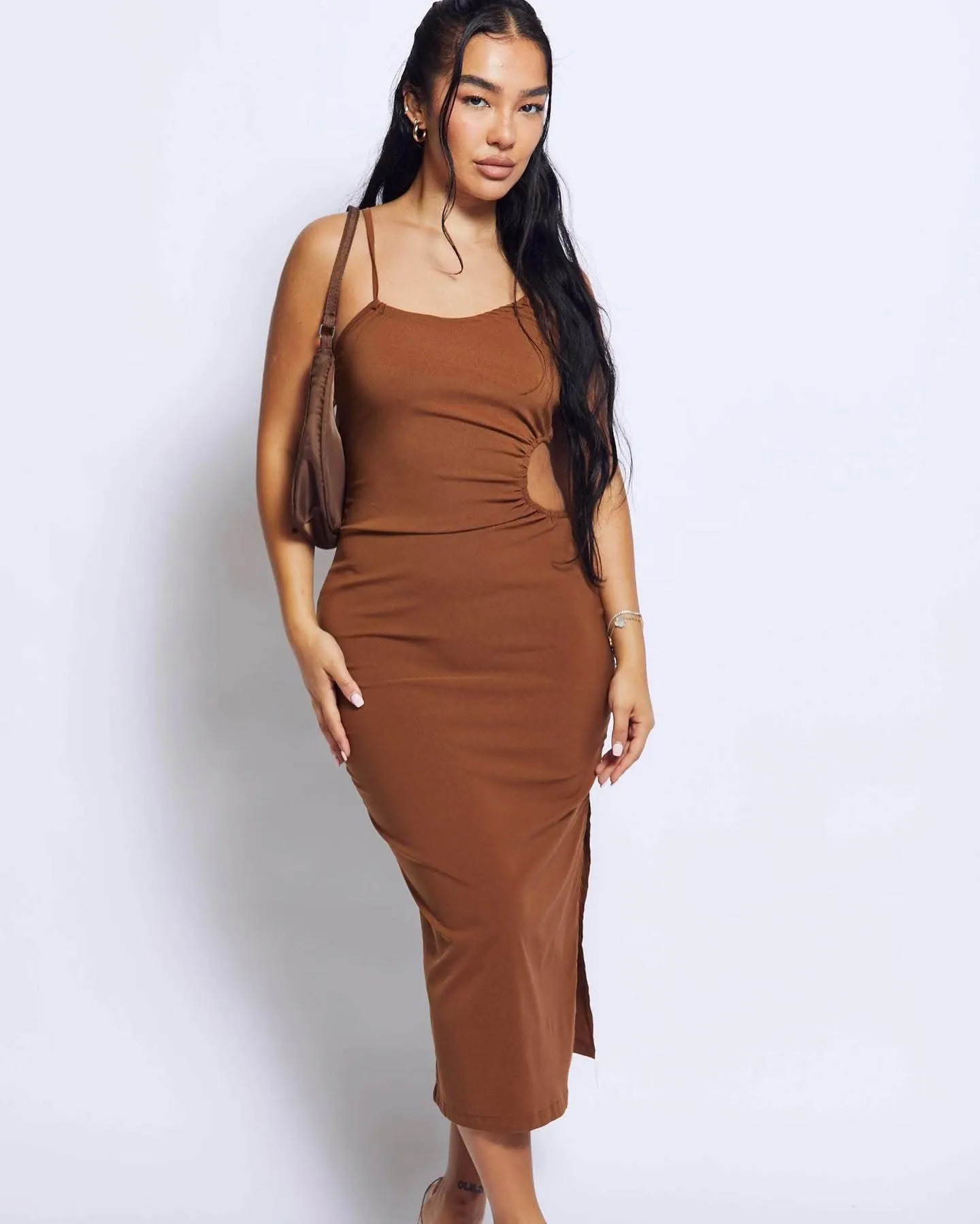 Brown midi dress