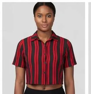 Red and black crop shirt