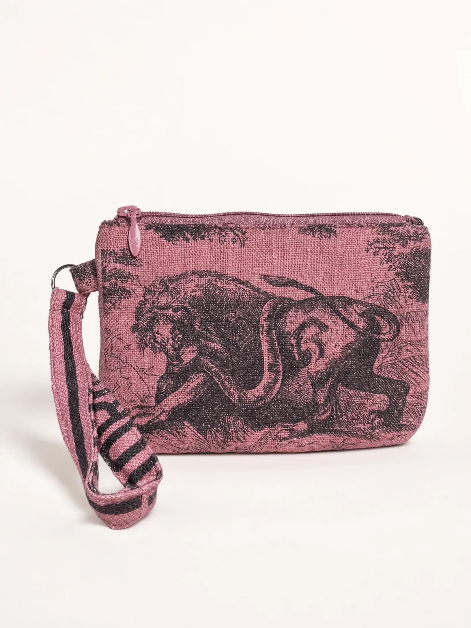 Dusty Rose Jungle Toile Wristlet in Medium