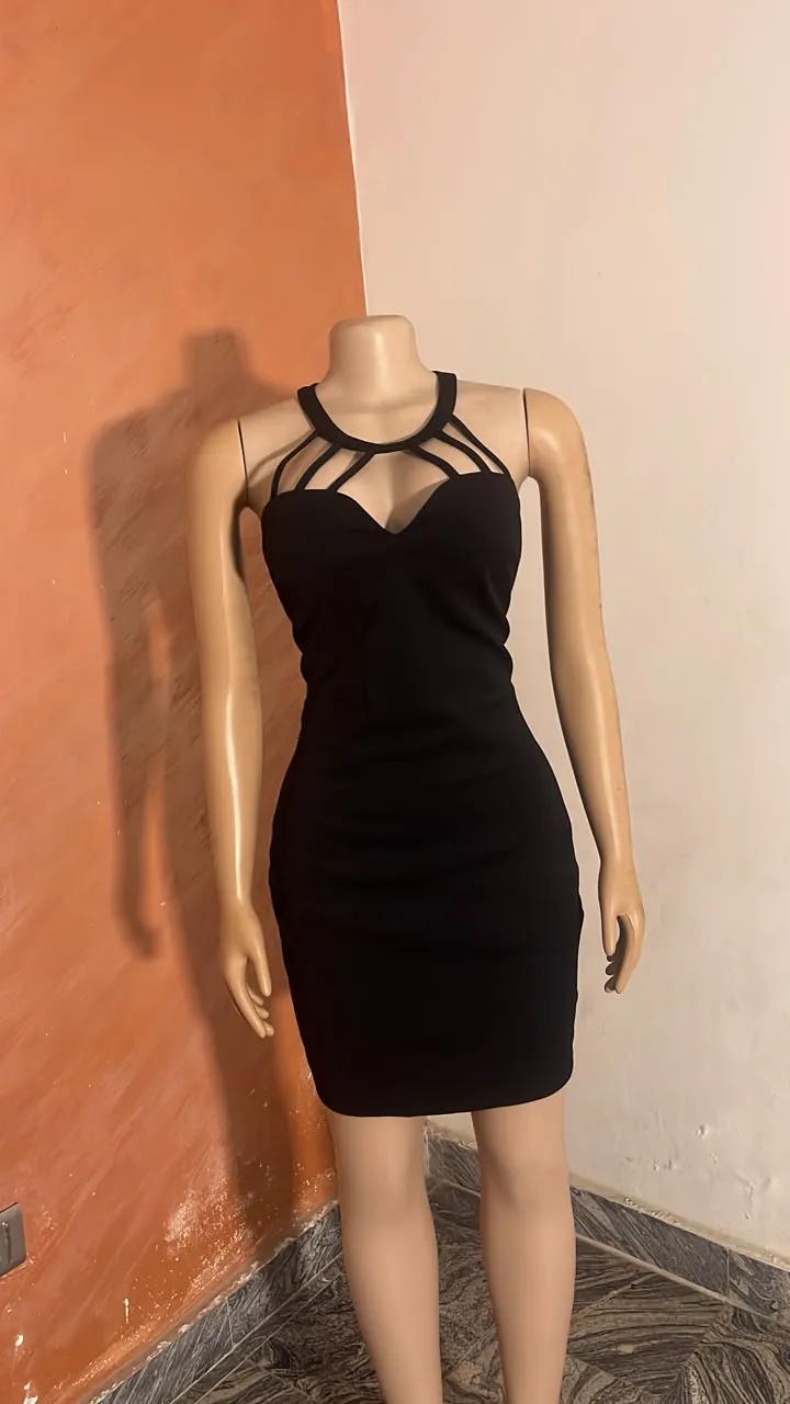GUESS Strappy Cage-Neck Bodycon Mini Dress