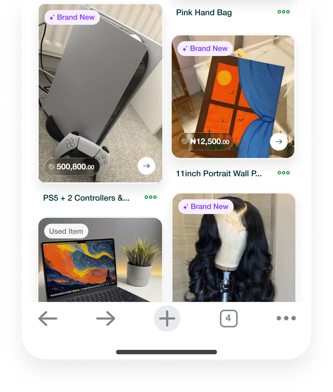 A seller's live listings on the Yadsale marketplace